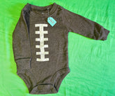 American Football Pigskin Style L/S Bodysuit/Vest Infant Baby 6 Months