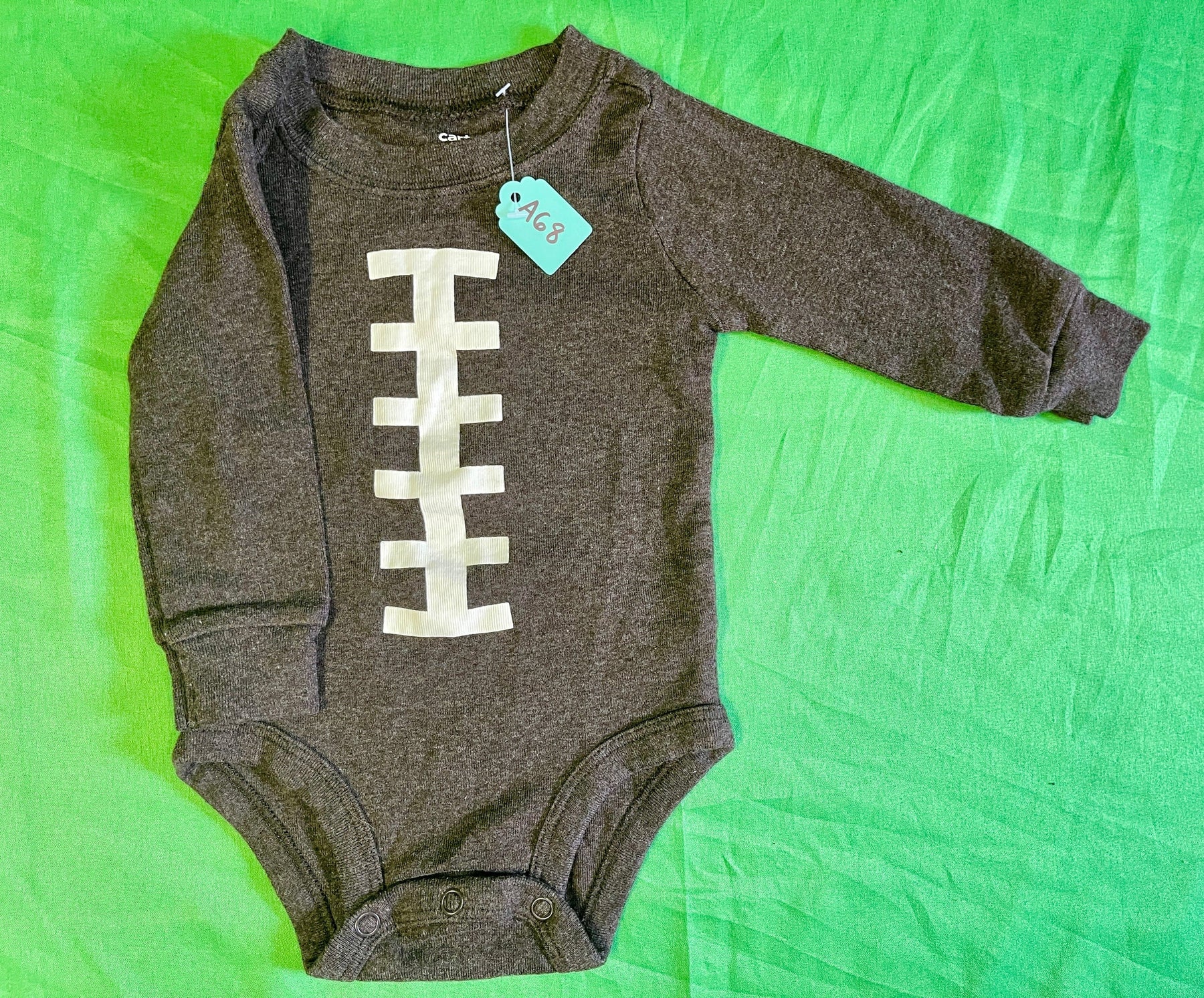 American Football Pigskin Style L/S Bodysuit/Vest Infant Baby 6 Months