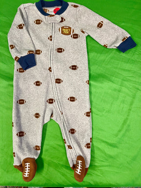 American Football Pattern Fleece L/S Footed Sleepsuit Infant Baby 6 Months