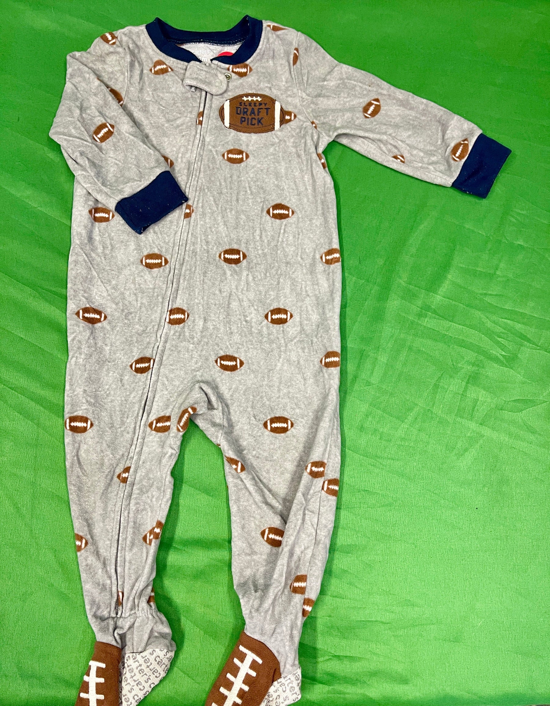 American Football Pattern Fleece L/S Footed Sleepuit Infant Toddler 12 Months