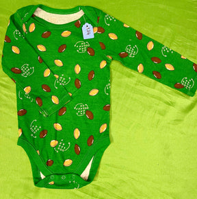 American Football Patterned Green L/S Bodysuit/Vest Infant Toddler 12-18 Months