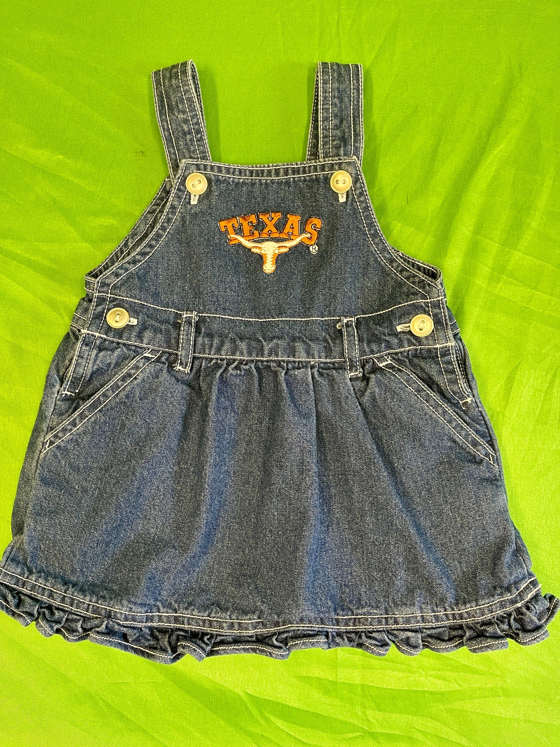 NCAA Texas Longhorns Denim Pinafore Dress Infant Baby 3-6 Months