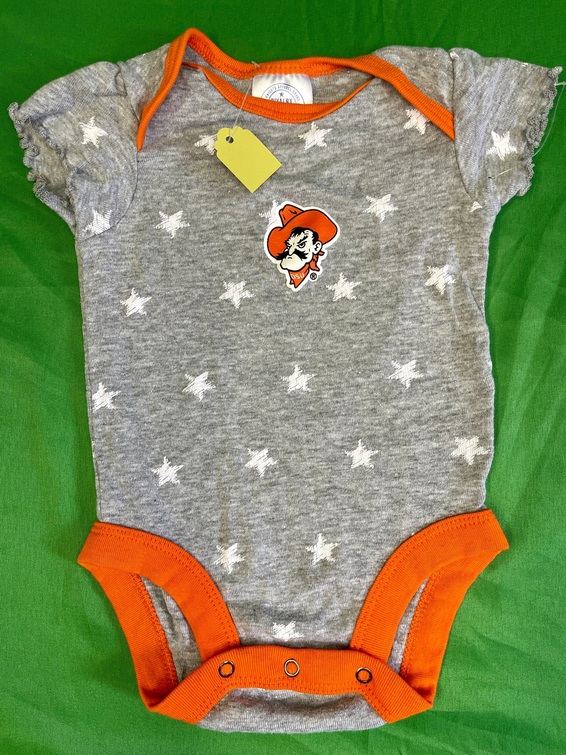 NCAA Oklahoma State Cowboys Star Pattern Bodysuit/Vest Infant Baby 3-6 Months