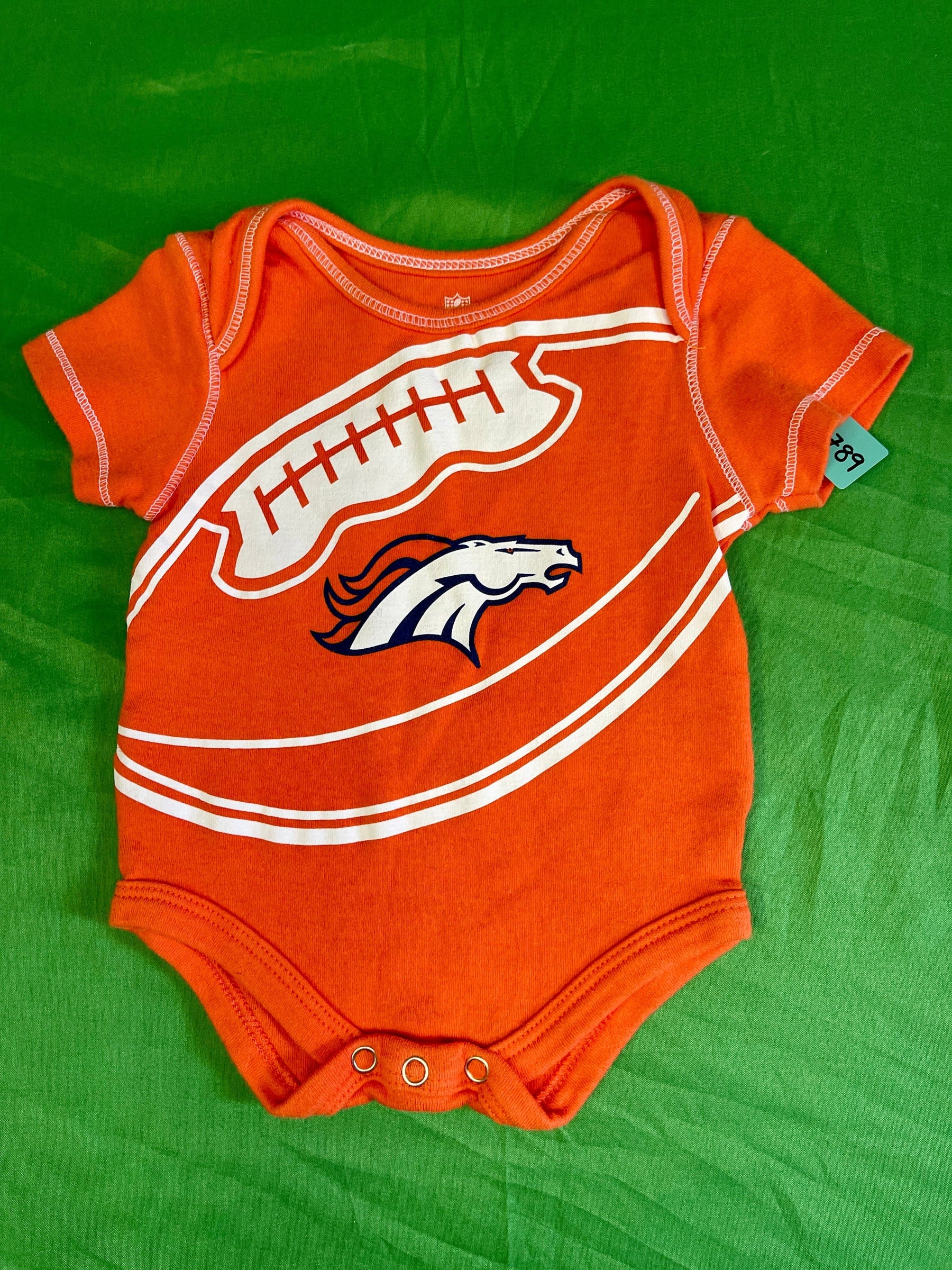 NFL Denver Broncos Orange Football Print Bodysuit/Vest Infant Baby 0-3 Months