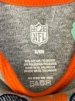 NFL Denver Broncos Heathered Grey Bodysuit/Vest Infant Baby 3-6 Months