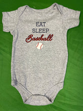 "Eat Sleep Baseball" Heathered Grey Bodysuit/Vest Infant Baby 9-12 Months