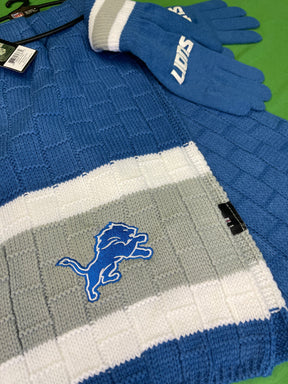 NFL Detroit Lions 2-pc Cable Knit Gloves & Scarf Gift Set NWT