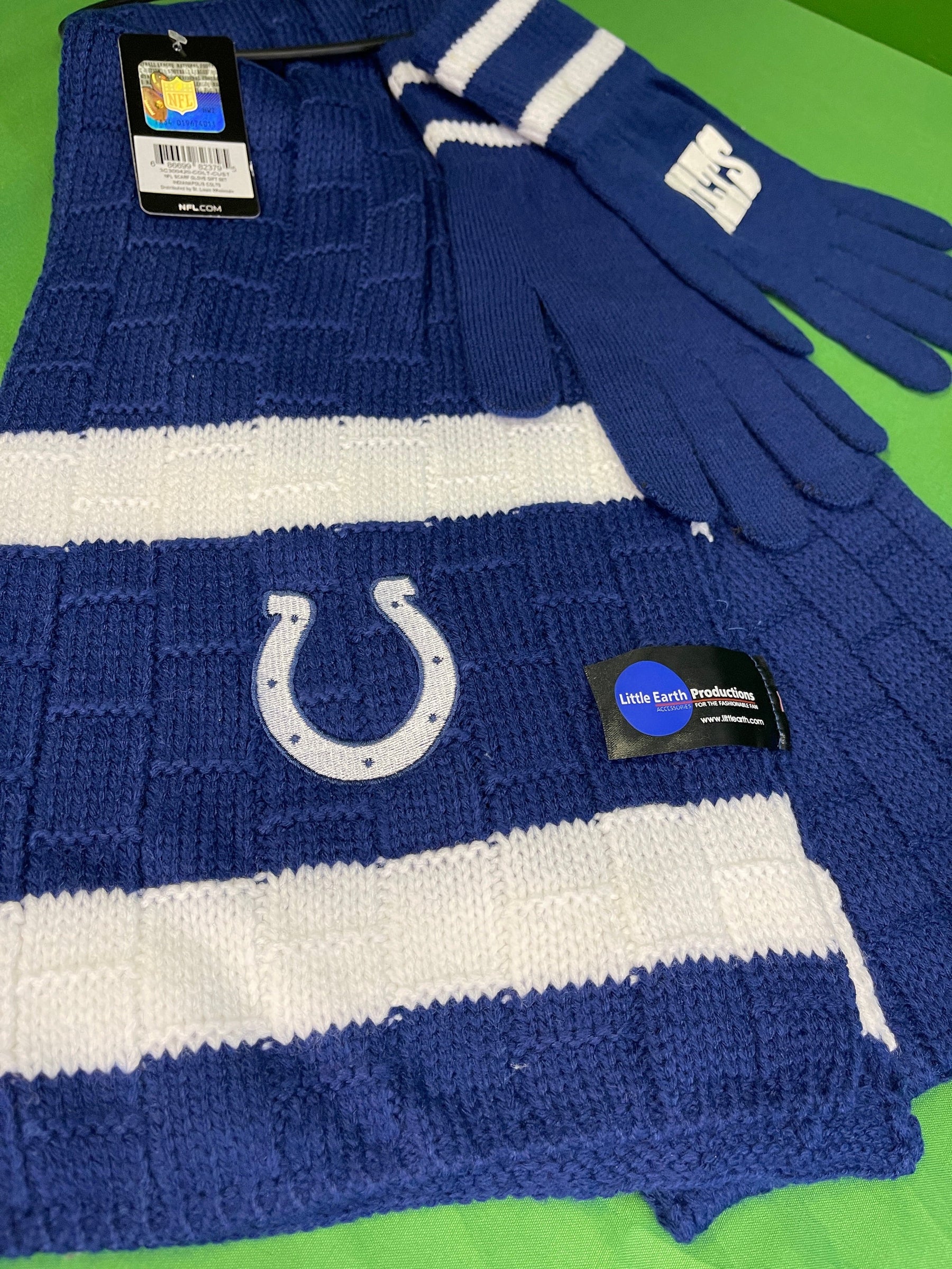 NFL Indianapolis Colts 2-pc Cable Knit Gloves & Scarf Gift Set NWT