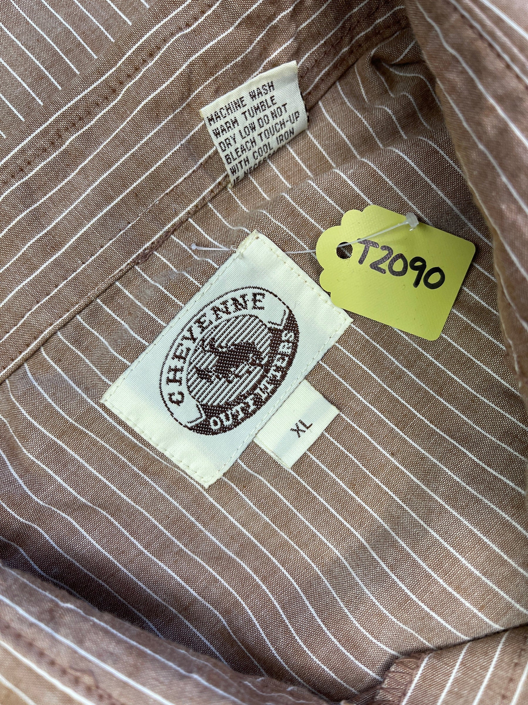 Western-Style Brown Pinstripe L/S Shirt Men's X-Large