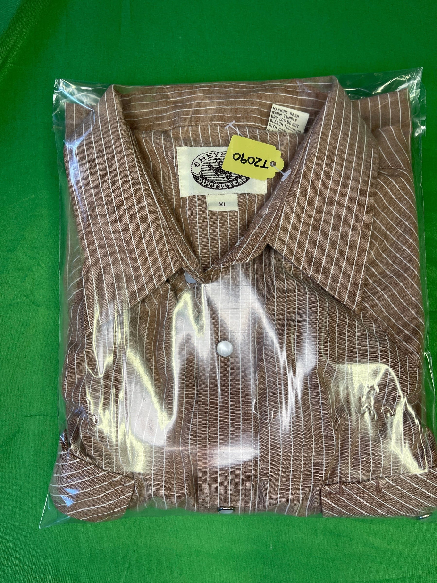 Western-Style Brown Pinstripe L/S Shirt Men's X-Large