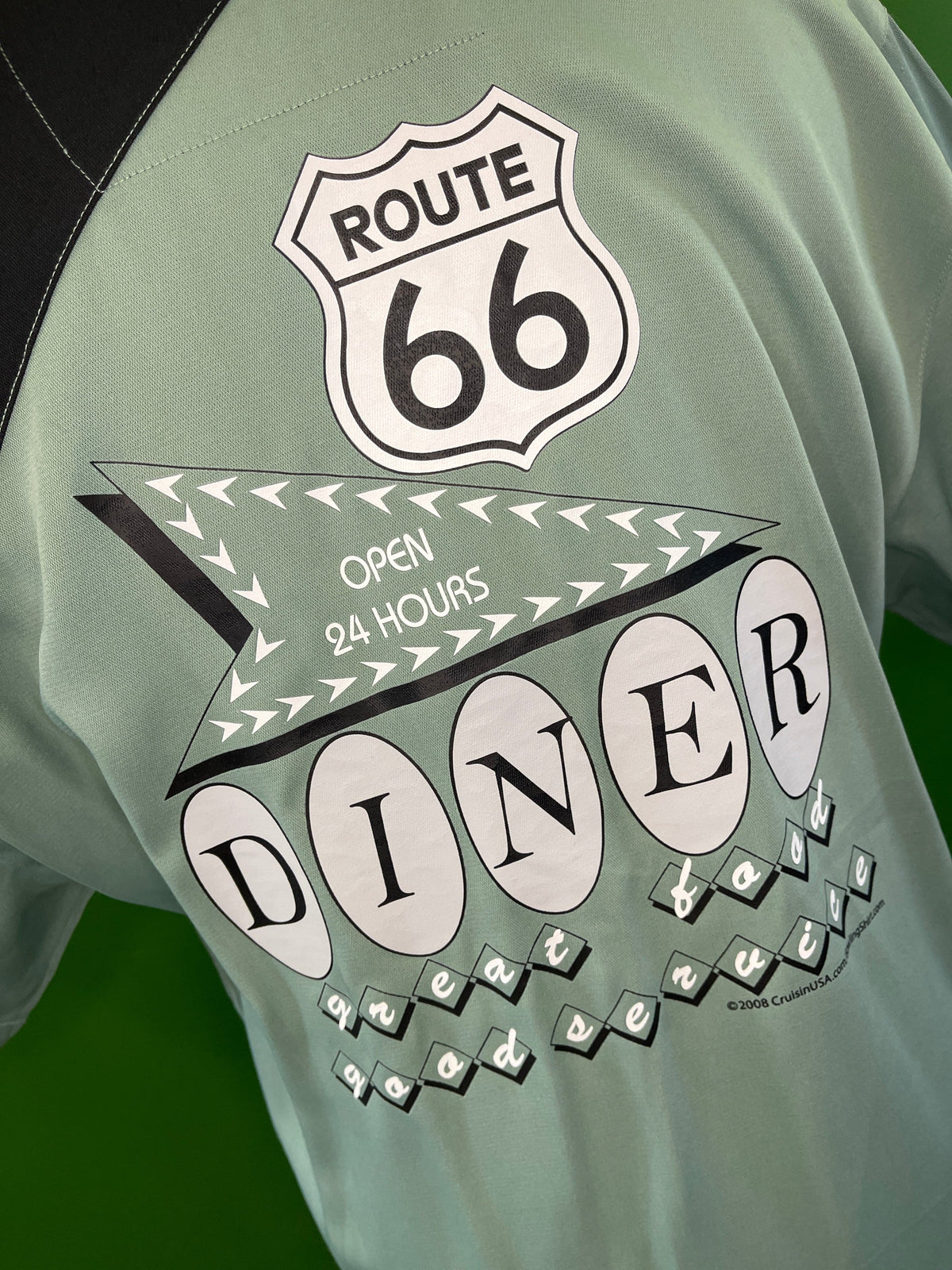 Route 66 Diner Mint Green Bowling Shirt Men's Medium