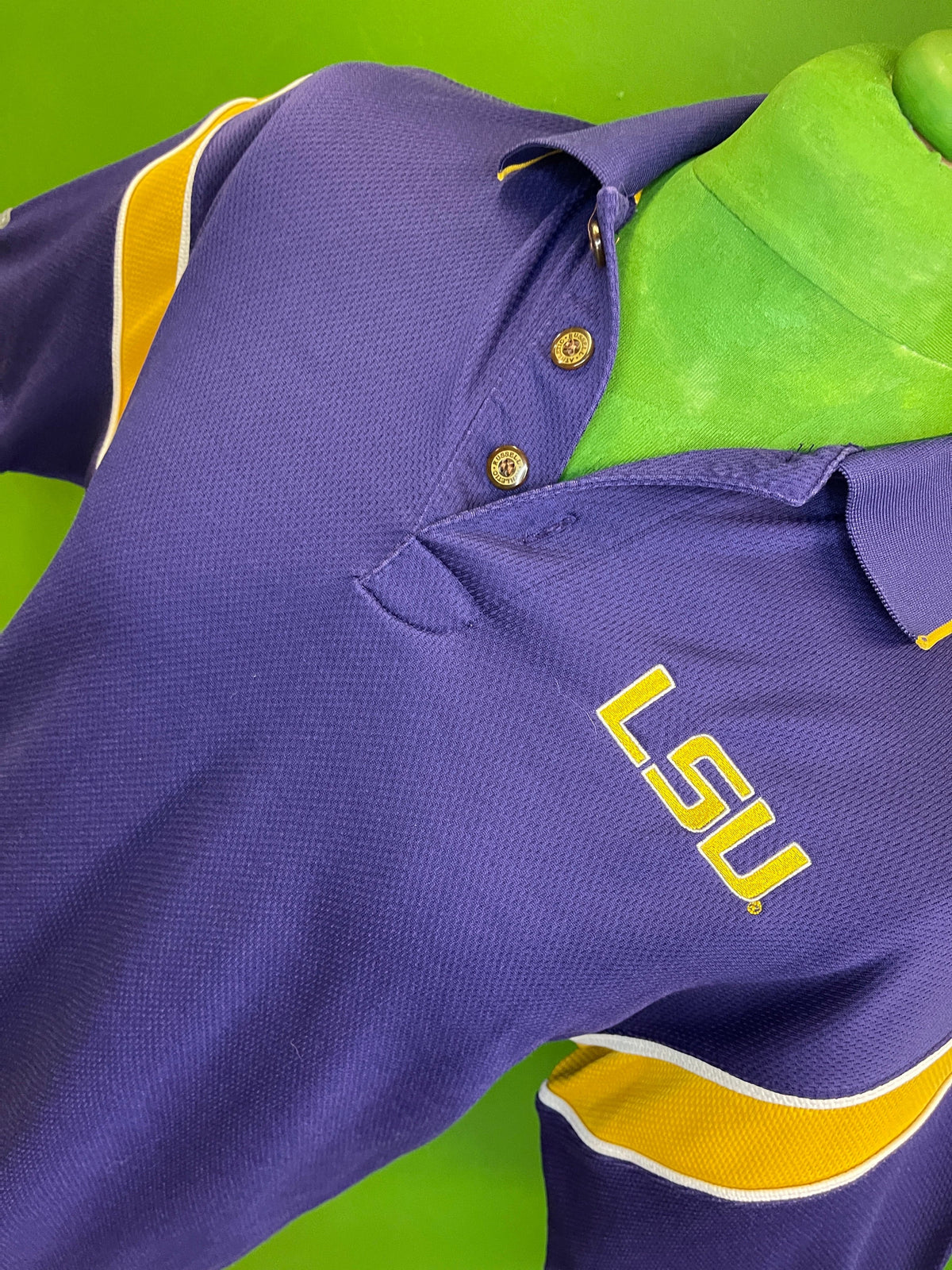 NCAA Louisiana State LSU Tigers Russell Textured Golf Polo Shirt Men's Medium