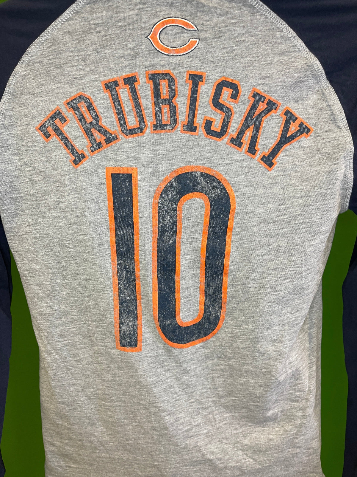 NFL Chicago Bears Mitch Trubisky #10 Raglan L/S T-Shirt Youth Large 14-16