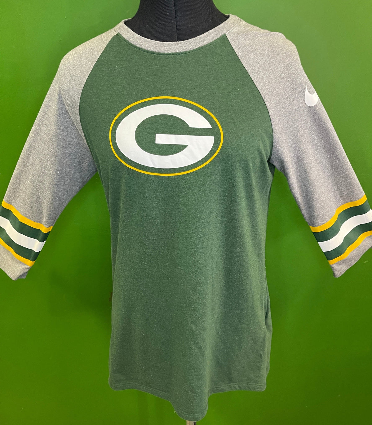 NFL Green Bay Packers Raglan 3/4 Sleeve T-Shirt Men's Medium