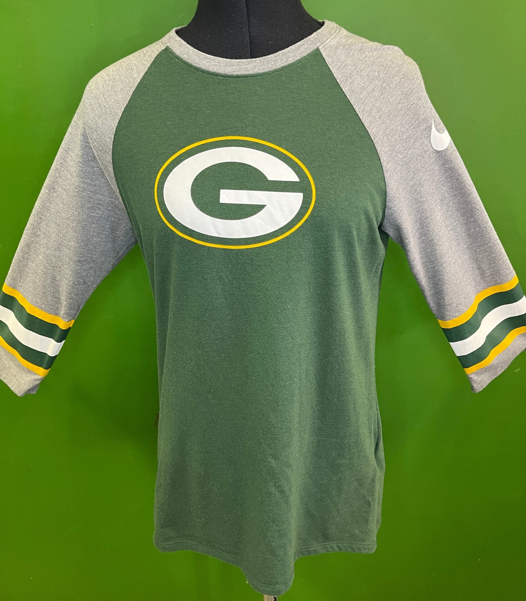 NFL Green Bay Packers Raglan 3 4 Sleeve T Shirt Men s Medium