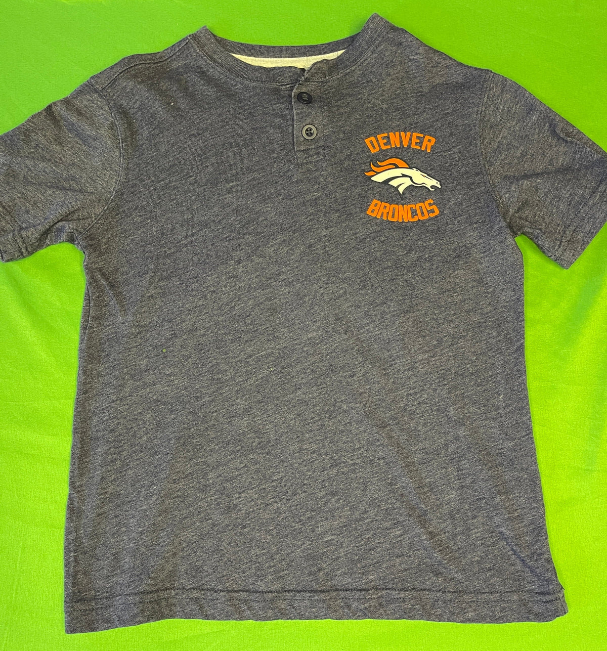 NFL Denver Broncos Heathered Blue Henley T-Shirt Youth Medium