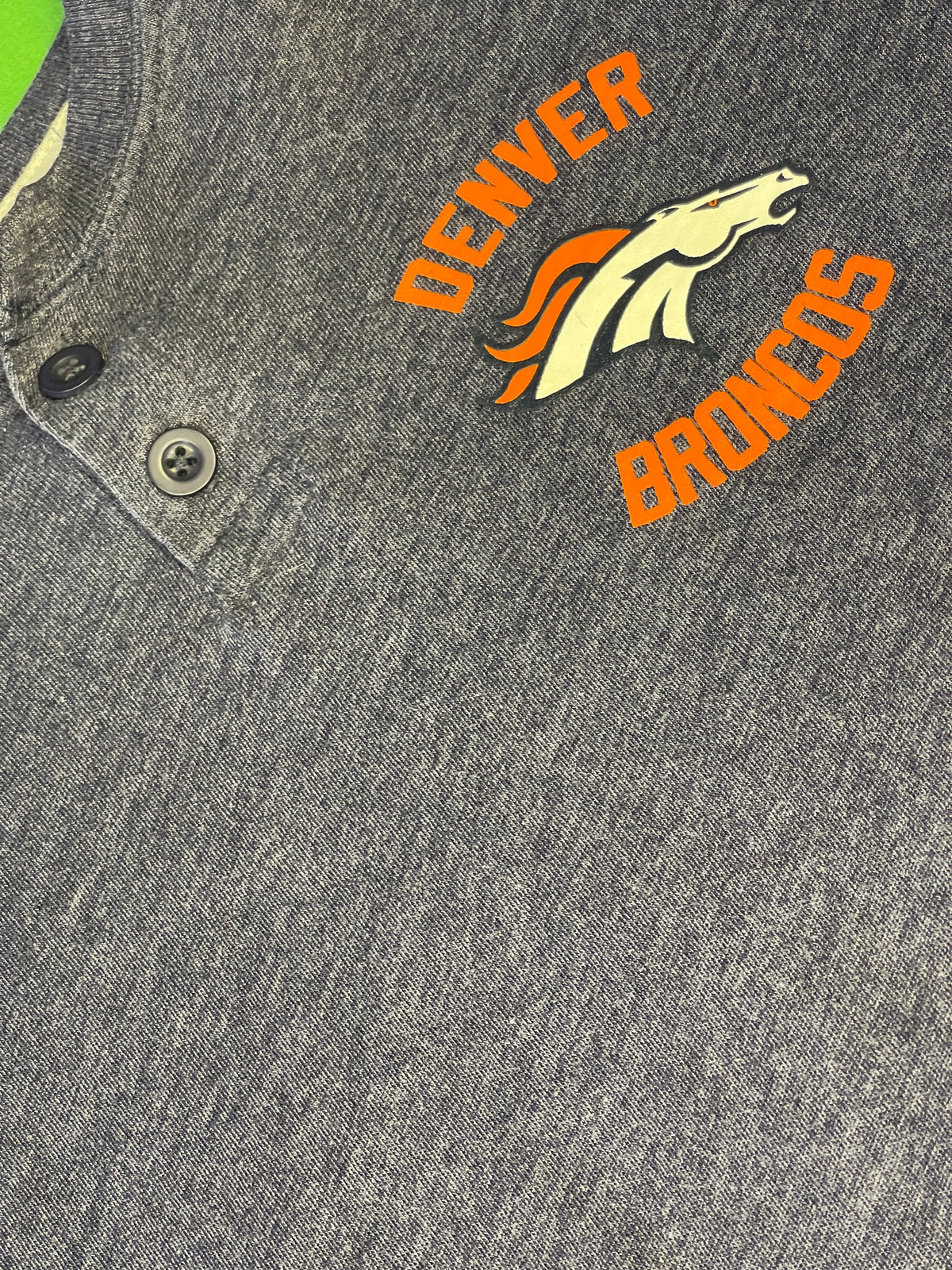 NFL Denver Broncos Heathered Blue Henley T-Shirt Youth Medium