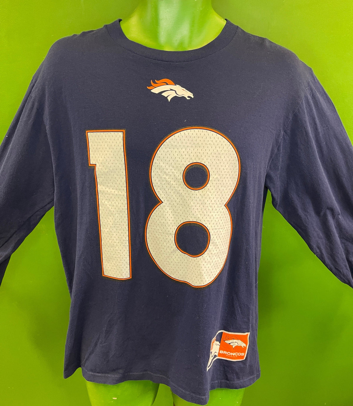 NFL Denver Broncos Peyton Manning #18 Majestic L/S T-Shirt Men's Medium