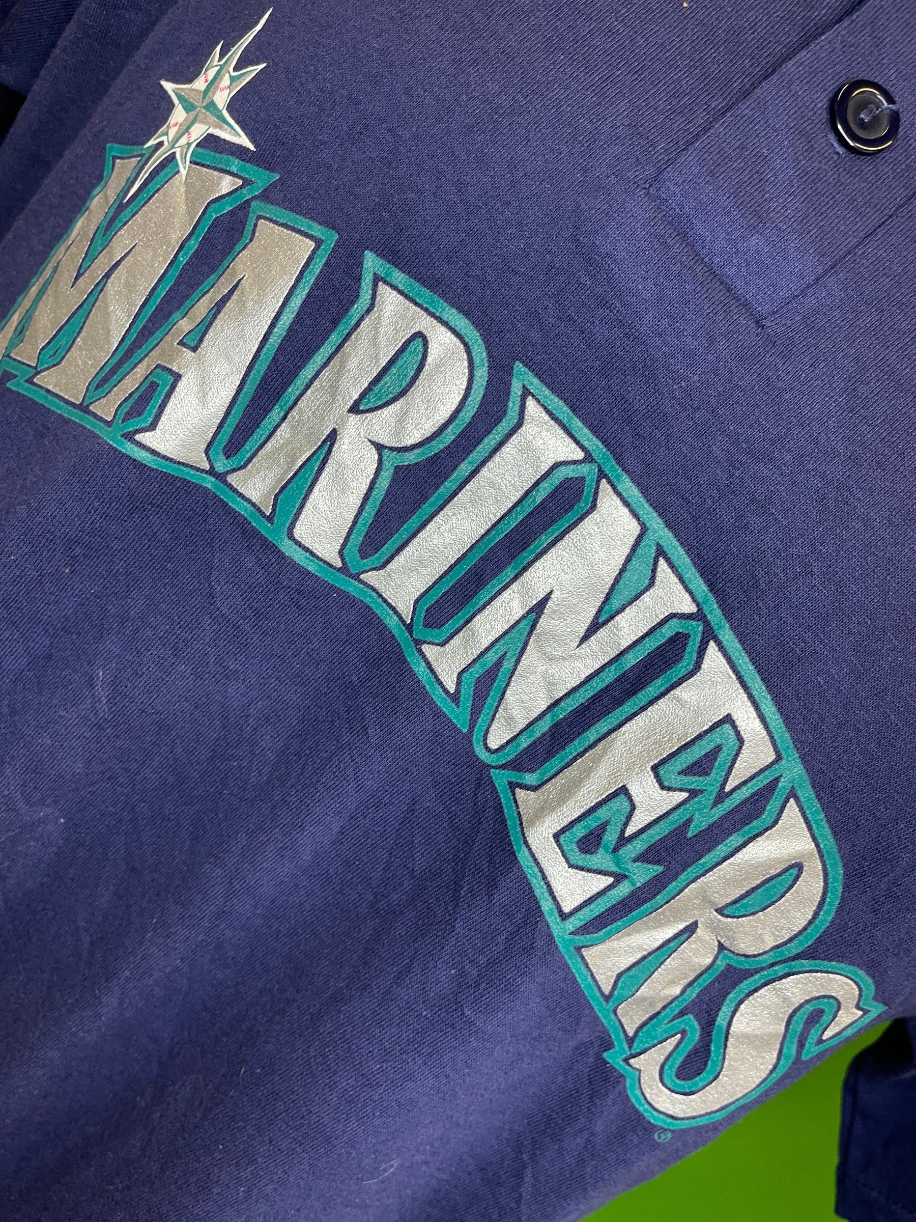 MLB Seattle Mariners Majestic Shiny Henley Collar T-Shirt Men's Medium