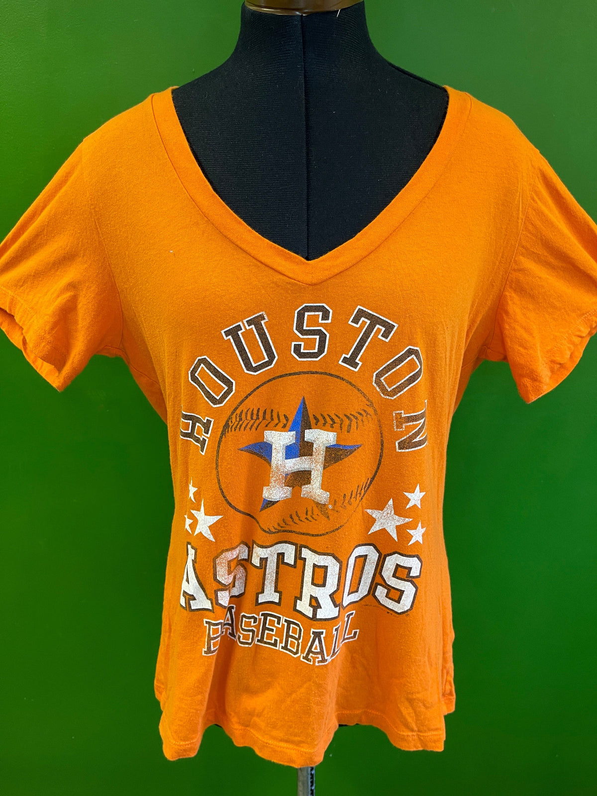 MLB Houston Astros 100% Cotton V-Neck T-Shirt Women's X-Large