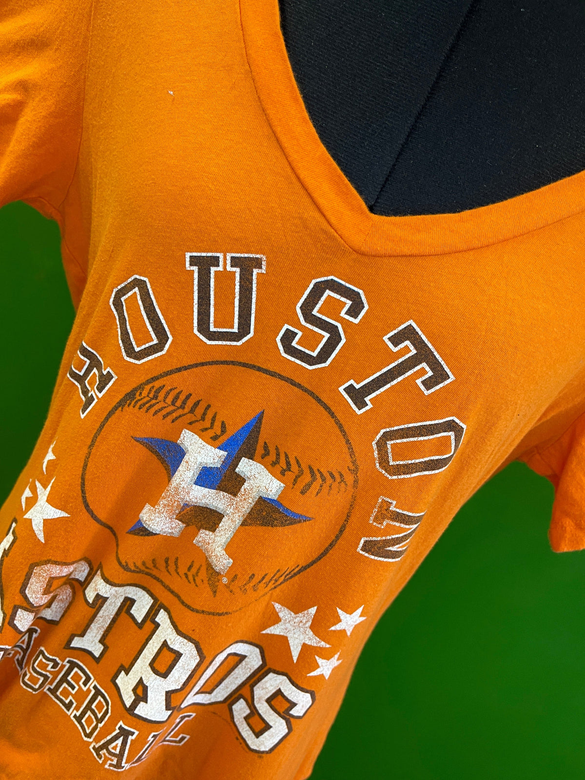 MLB Houston Astros 100% Cotton V-Neck T-Shirt Women's X-Large