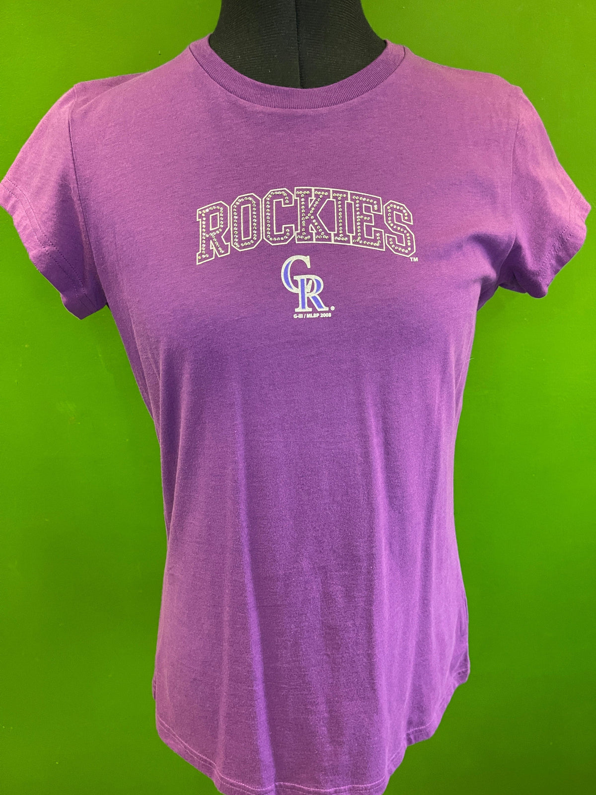 MLB Colorado Rockies GIII Sparkly Rhinestone Girls' T-Shirt Youth Large