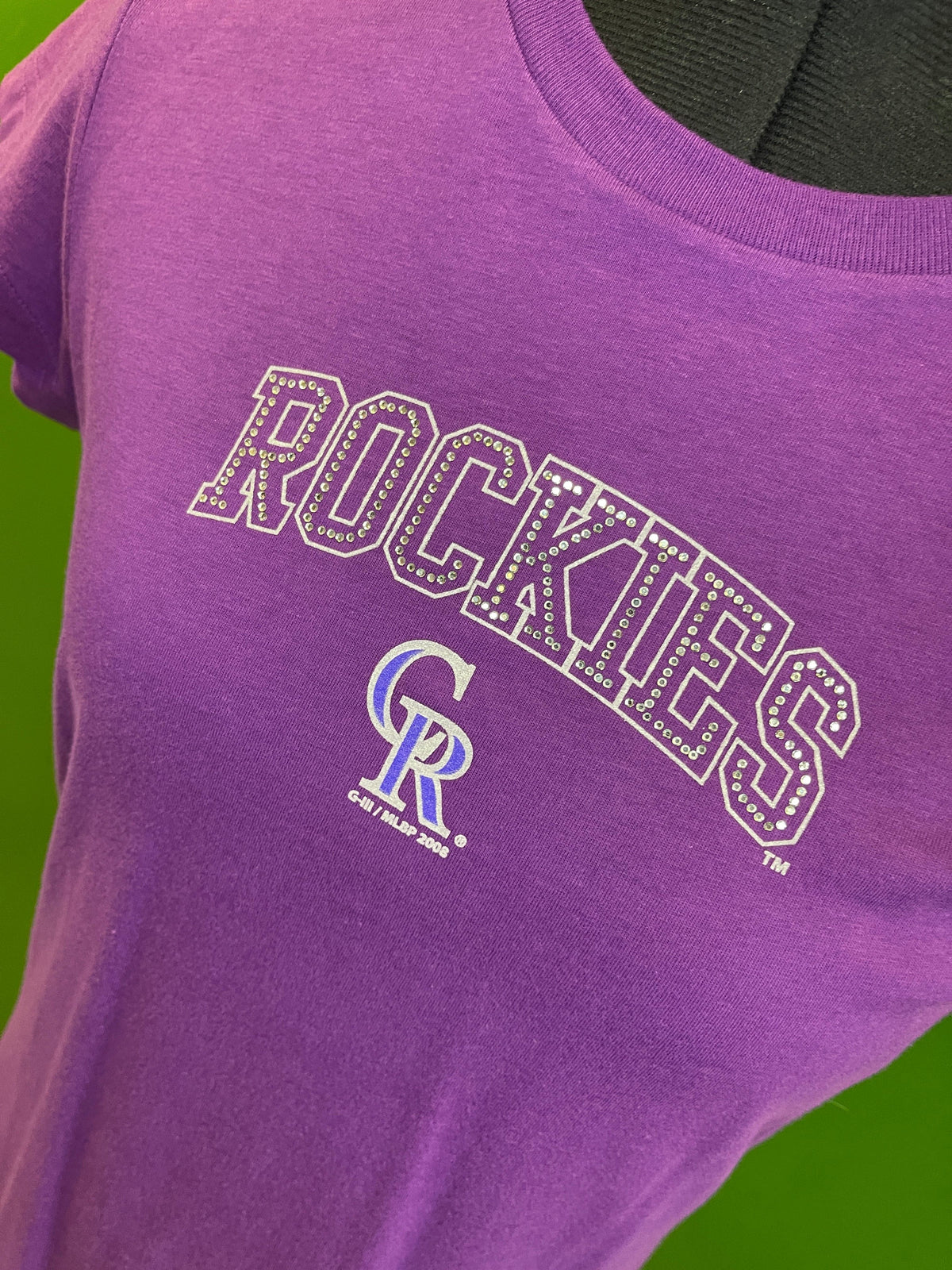 MLB Colorado Rockies GIII Sparkly Rhinestone Girls' T-Shirt Youth Large