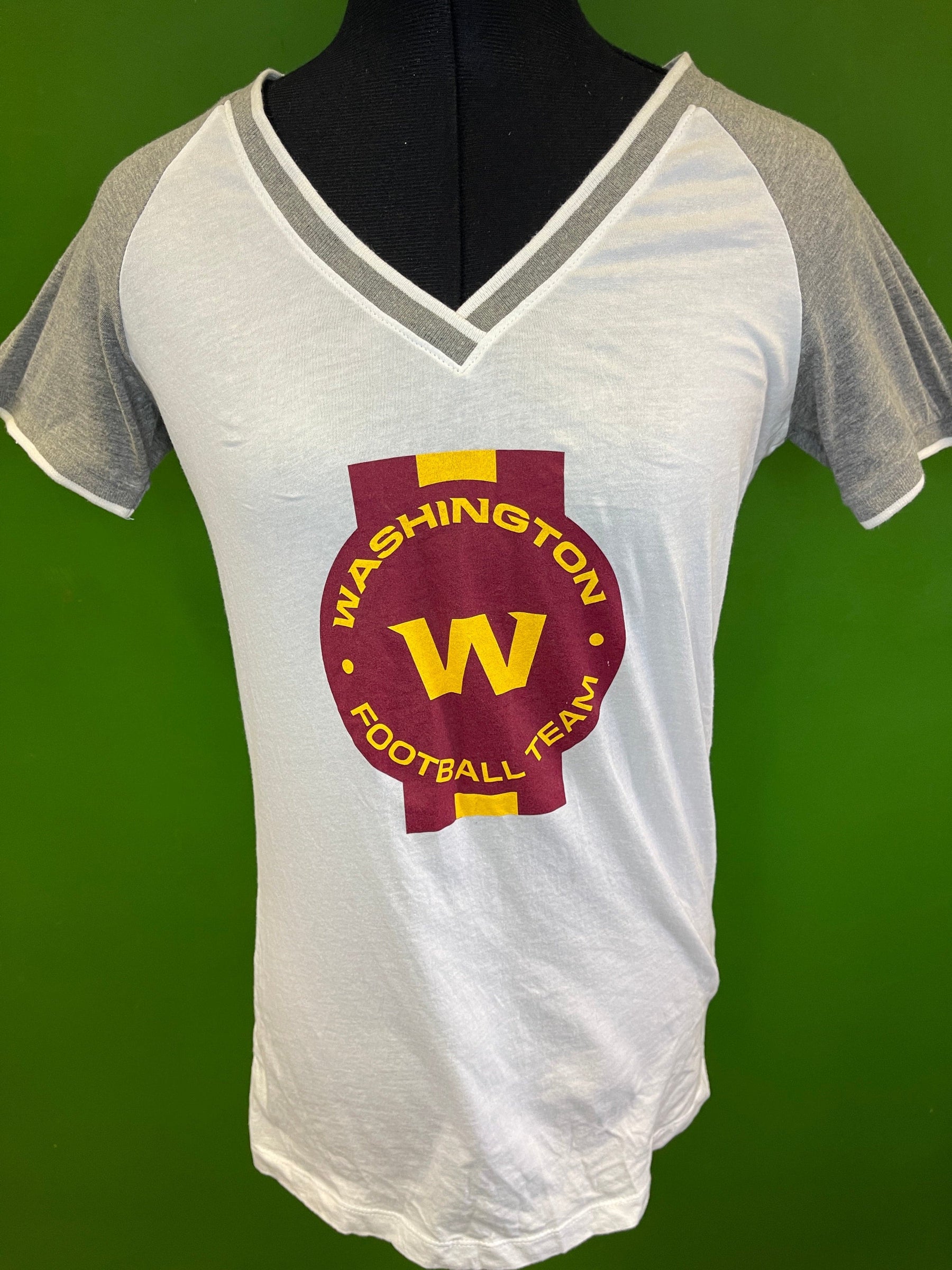 NFL Washington Commanders White V-Neck T-Shirt Women's Small