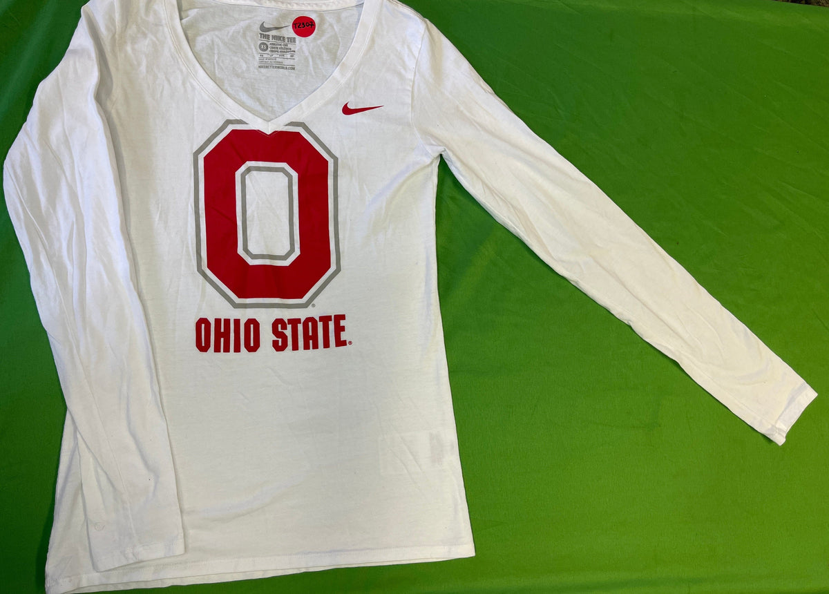 NCAA Ohio State Buckeyes White L/S T-Shirt Women's X-Small