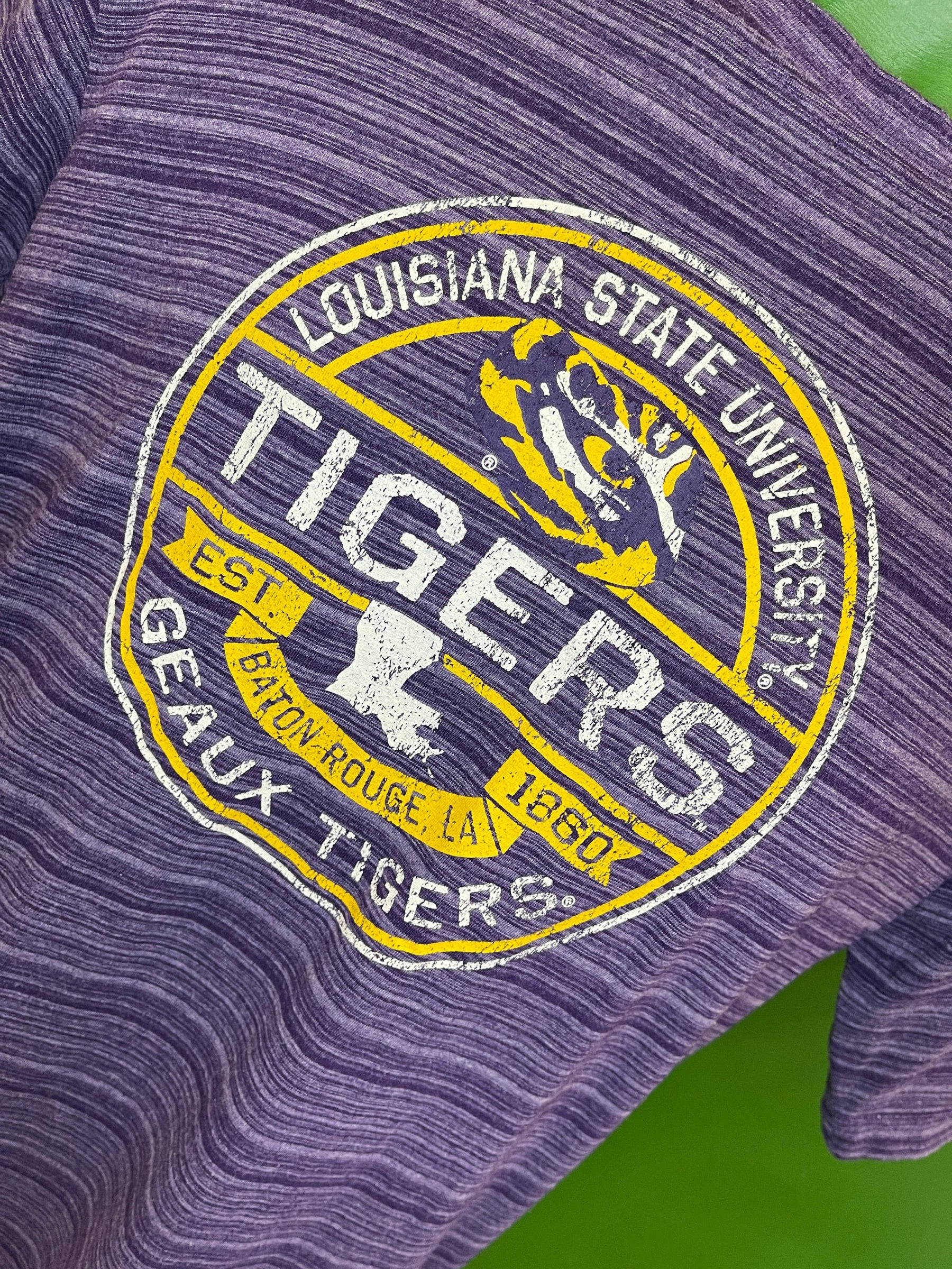 NCAA LSU Tigers Russell Striped Purple T-Shirt Men's Medium