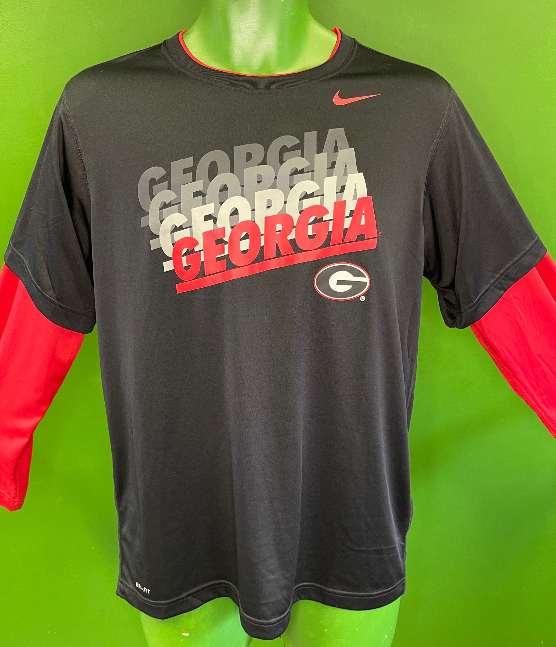 NCAA Georgia Bulldogs Dri-Fit Layered Look L/S T-Shirt Youth X-Large