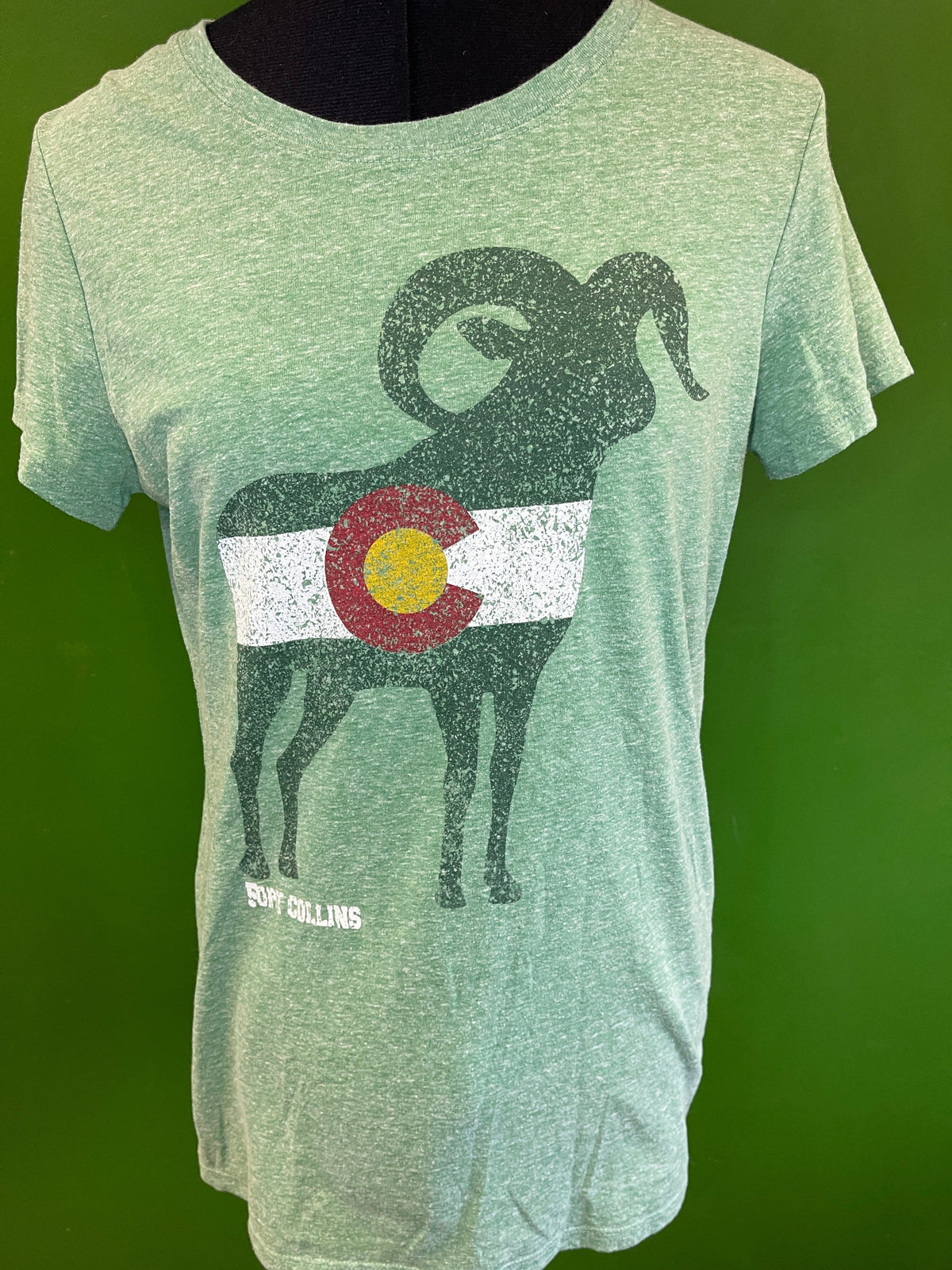 Fort Collins Colorado Heathered Green T-Shirt Women's Small