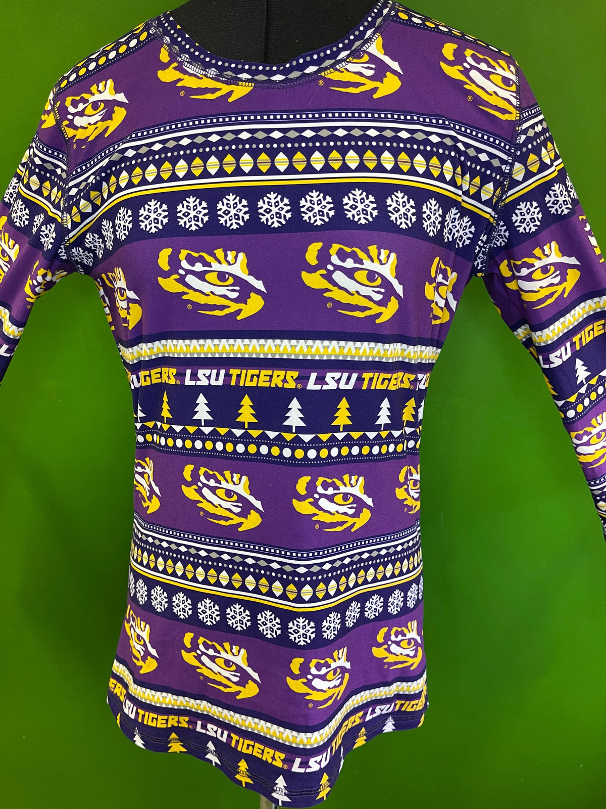 NCAA LSU Tigers Christmas/Winter Pattern L/S Pyjama Top Women's Small