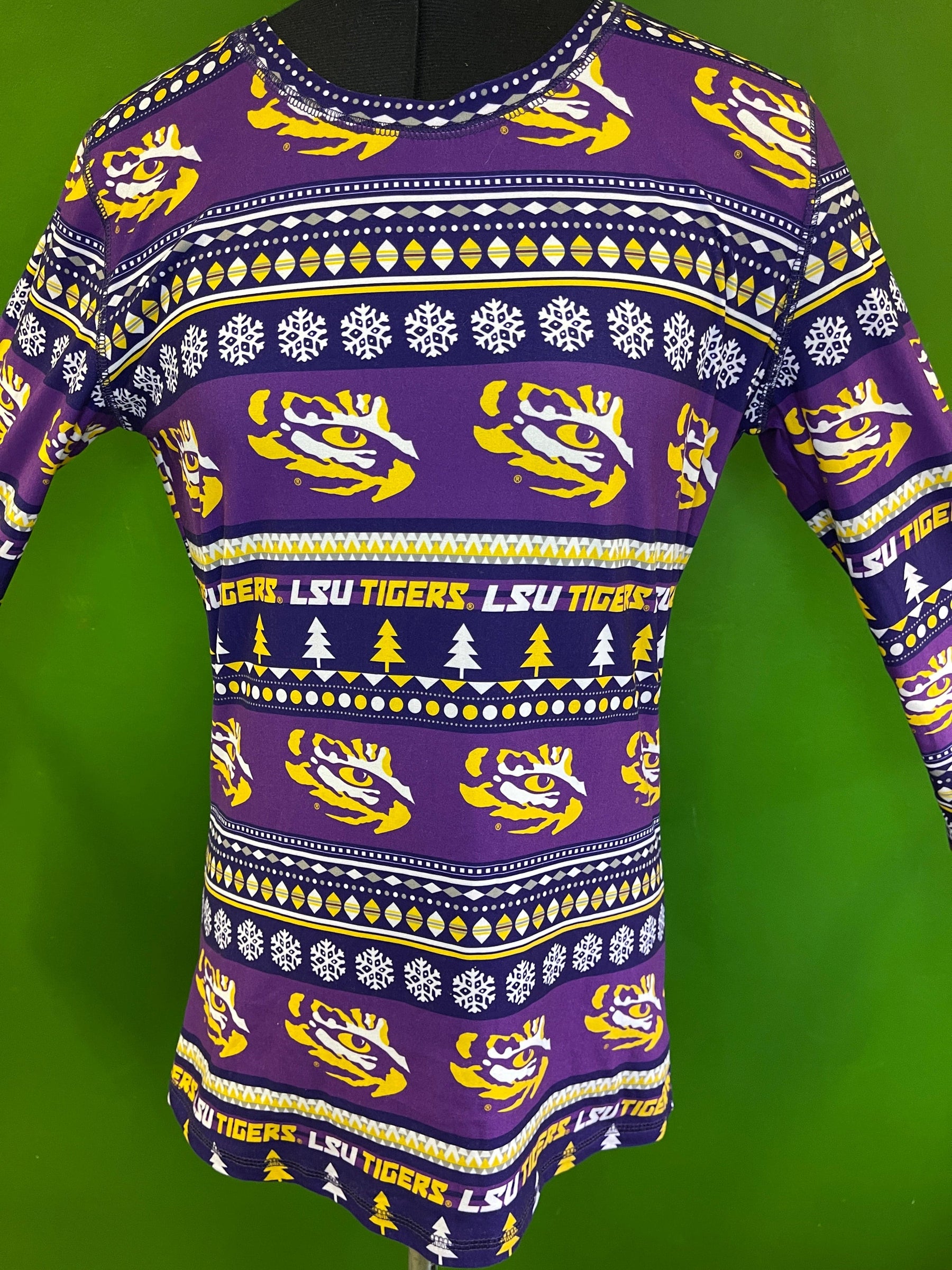 NCAA LSU Tigers Christmas/Winter Pattern L/S Pyjama Top Women's Small