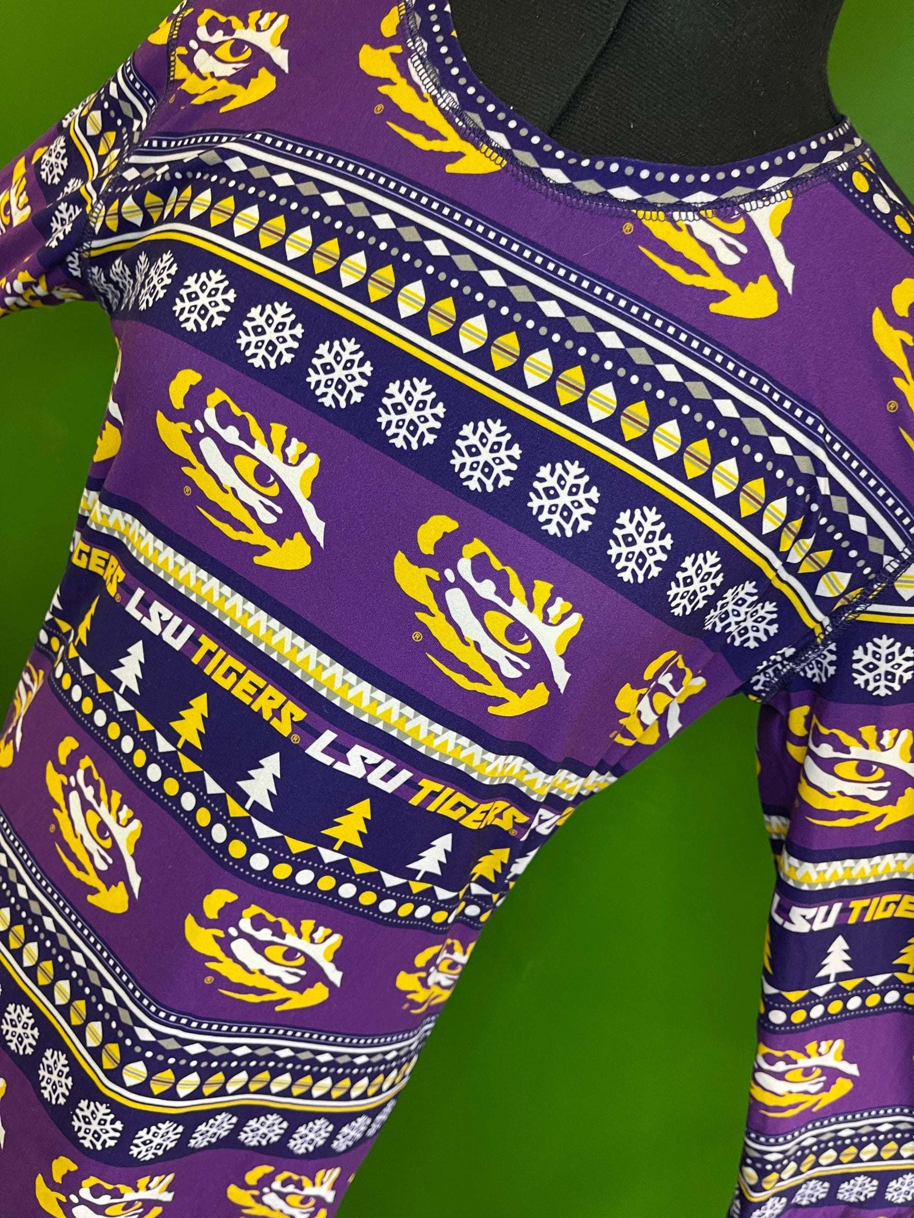 NCAA LSU Tigers Christmas/Winter Pattern L/S Pyjama Top Women's Small