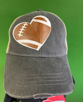 American Football Pigskin Heart Trucker Mesh Baseball Cap/Hat Men's OSFM