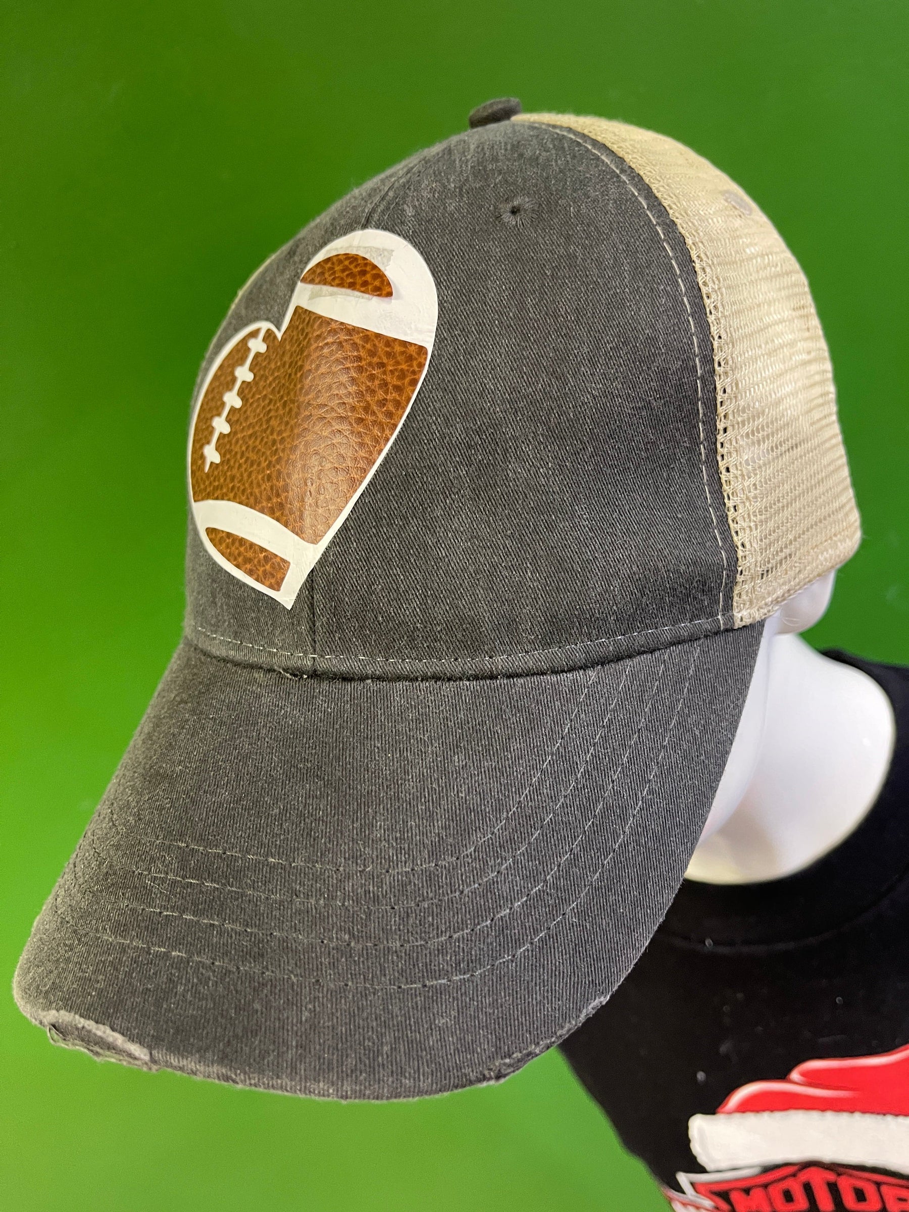 American Football Pigskin Heart Trucker Mesh Baseball Cap/Hat Men's OSFM