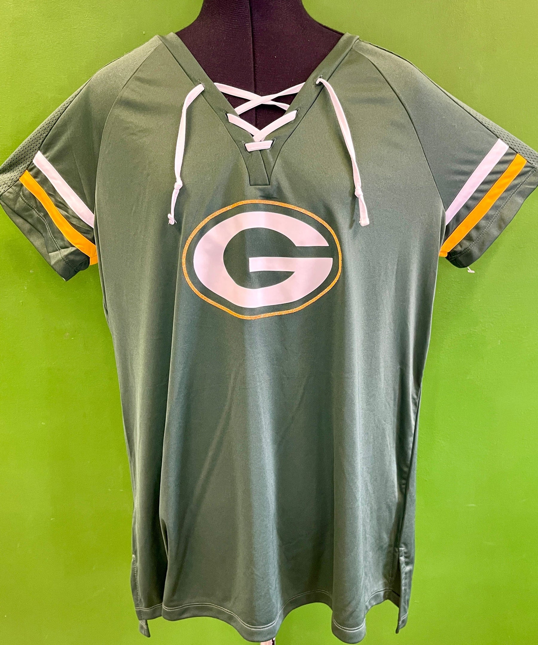 NFL Green Bay Packers Aaron Rodgers #12 Lace Up Jersey Style Top Women's X-Large