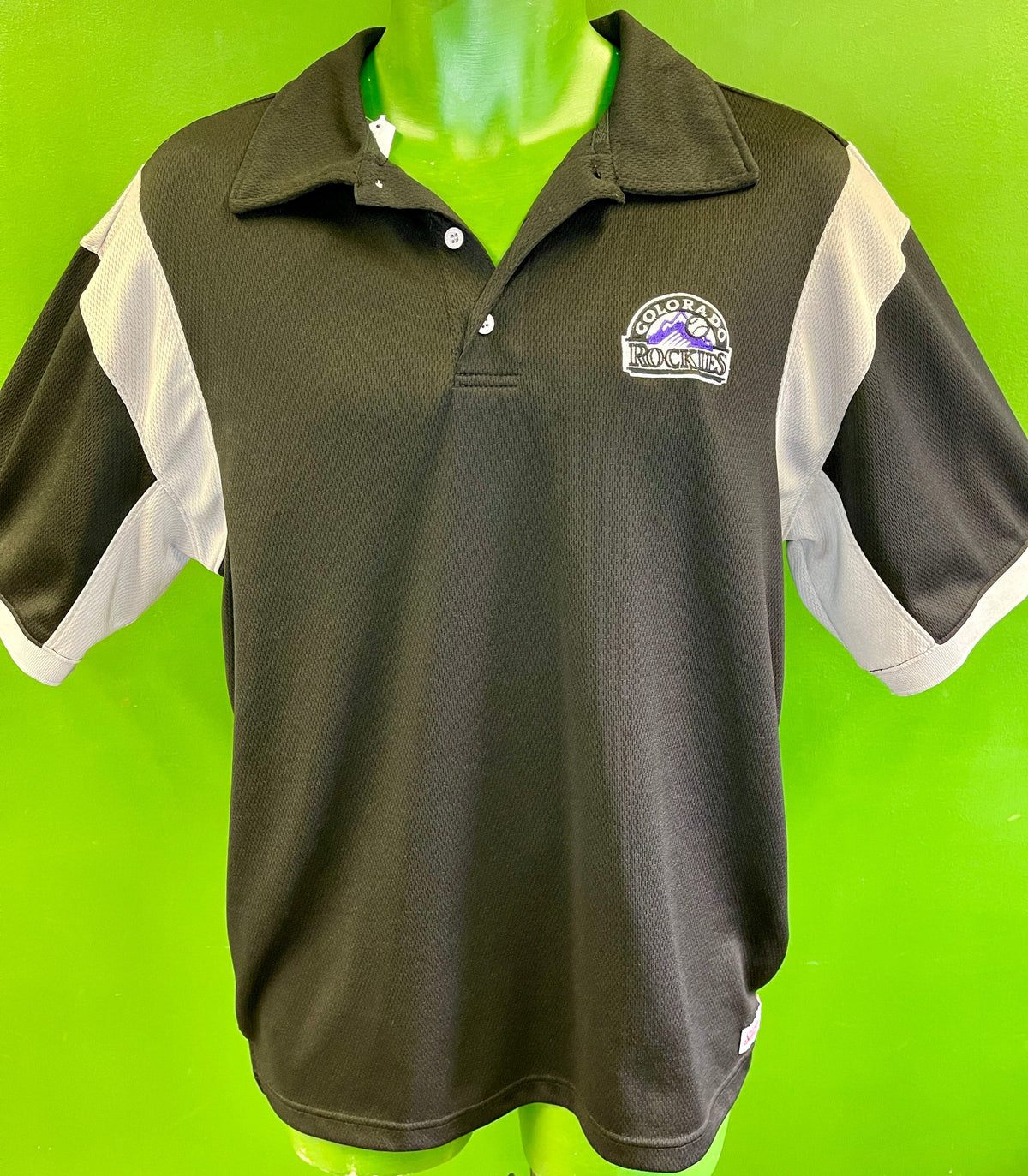 MLB Colorado Rockies Pique Colour Block Golf Polo Shirt Men's Medium