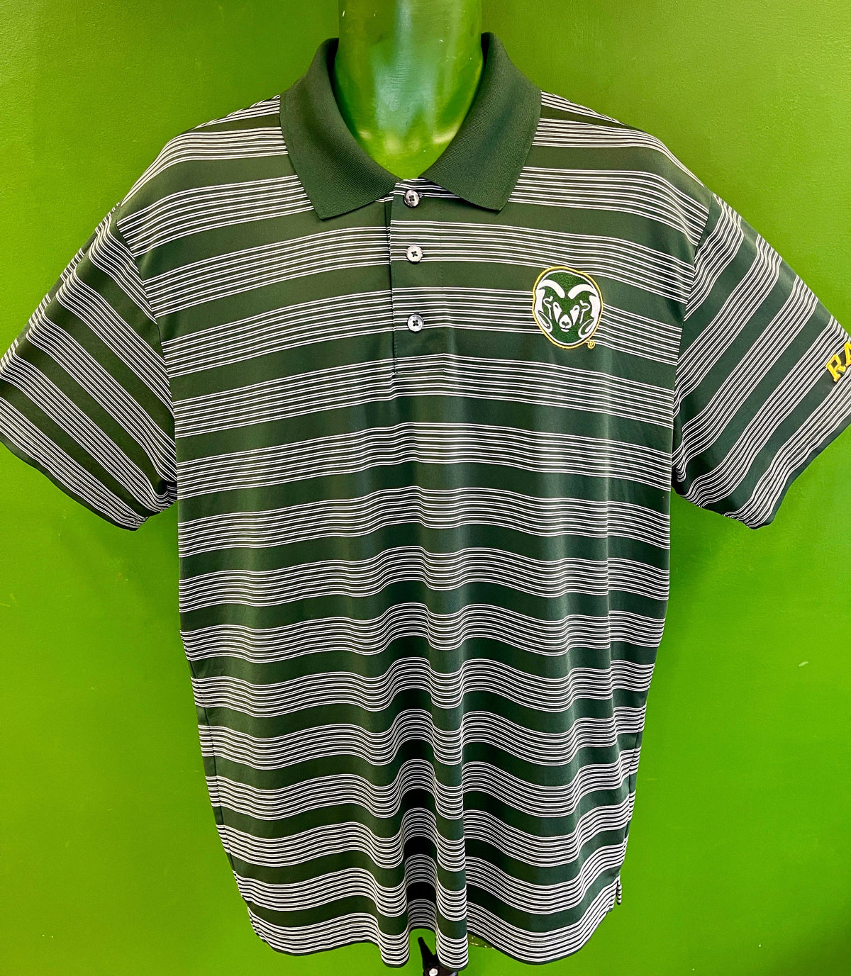 NCAA Colorado State Rams Striped Golf Polo Shirt Men's Large