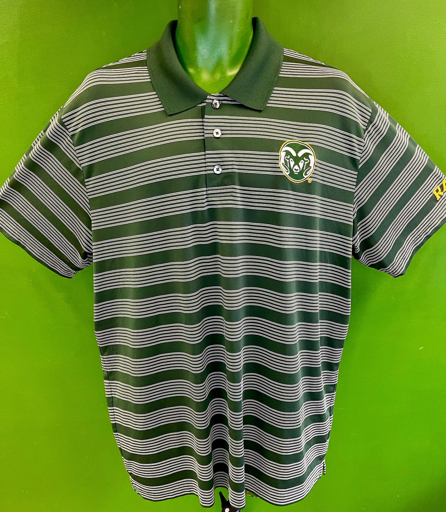 NCAA Colorado State Rams Striped Golf Polo Shirt Men's Large