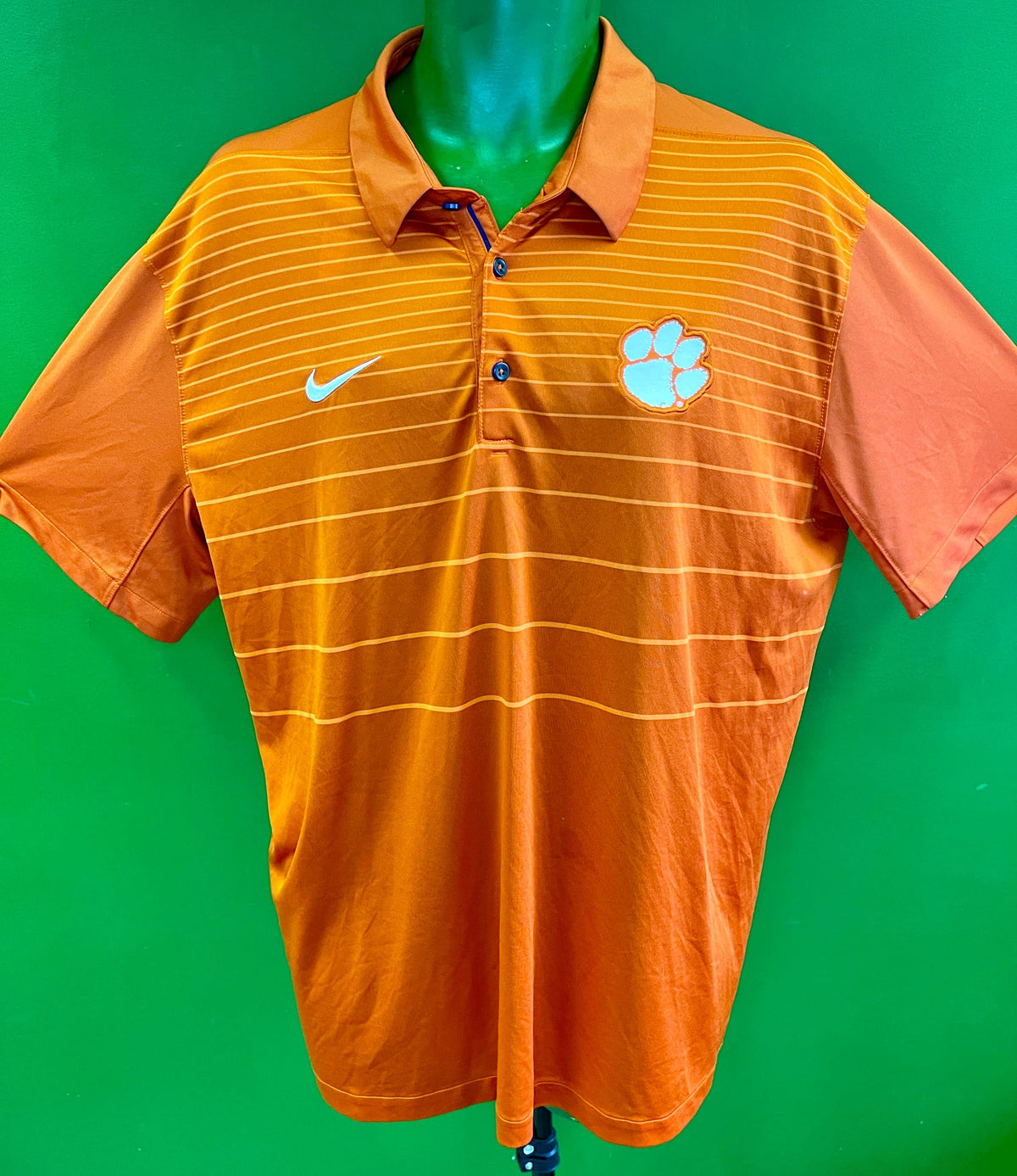 NCAA Clemson Tigers Dri-Fit Striped Golf Polo Shirt Men's X-Large