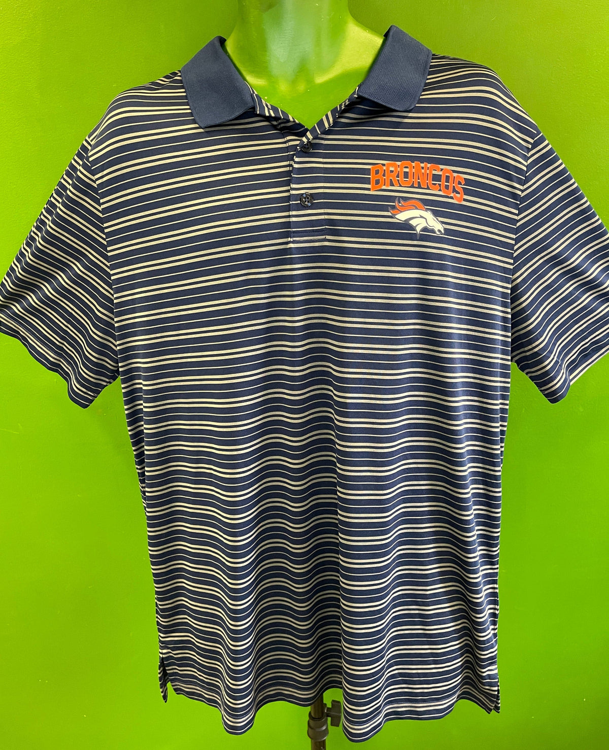 NFL Denver Broncos TX3 Cool Striped Golf Polo Shirt Men's X-Large NWT