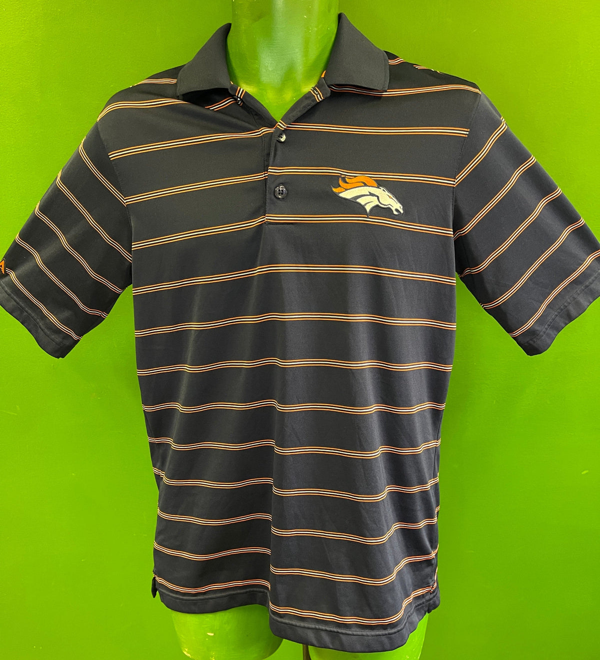 NFL Denver Broncos Striped Golf Polo Shirt Men's Small