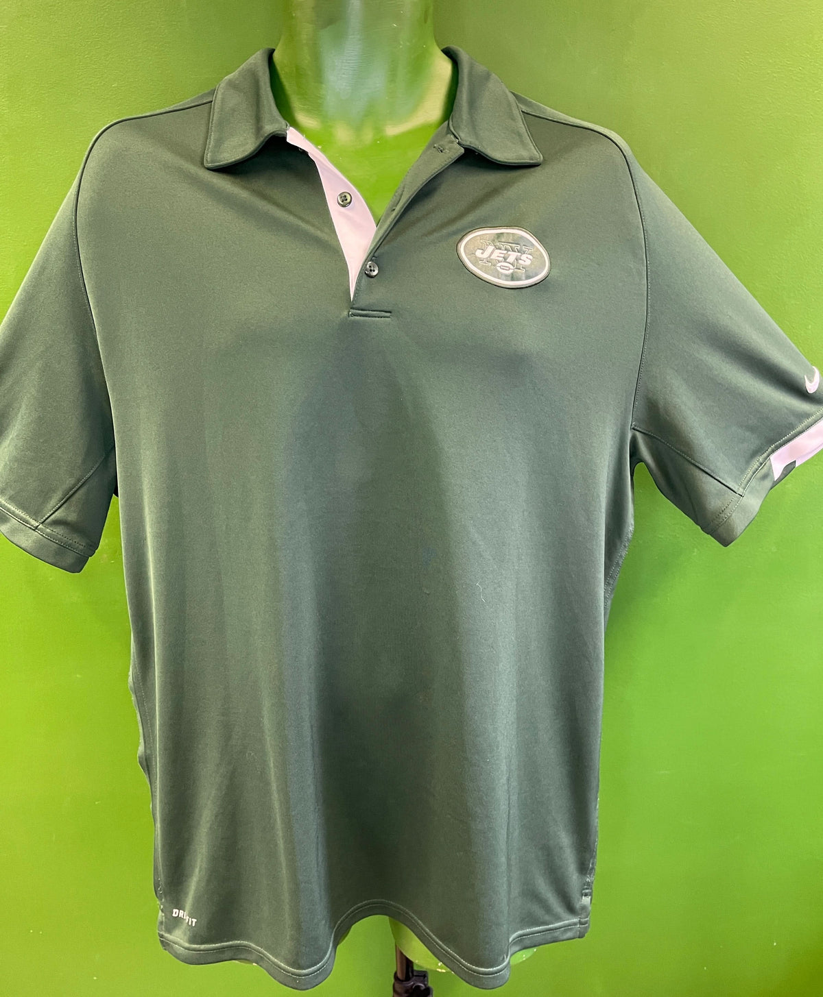 NFL New York Jets Dri-Fit Green Golf Polo Shirt Men's Large