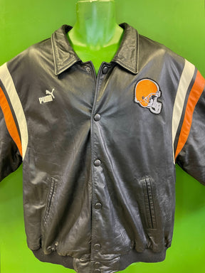 NFL Cleveland Browns Puma Vintage 100% Leather Bomber Jacket Coat Men's X-Large