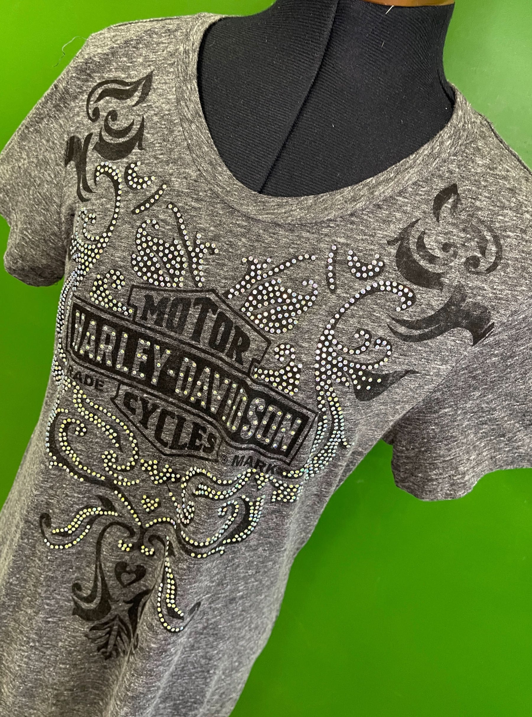 Harley Davidson Sequined Heathered Grey T-Shirt Women's Large