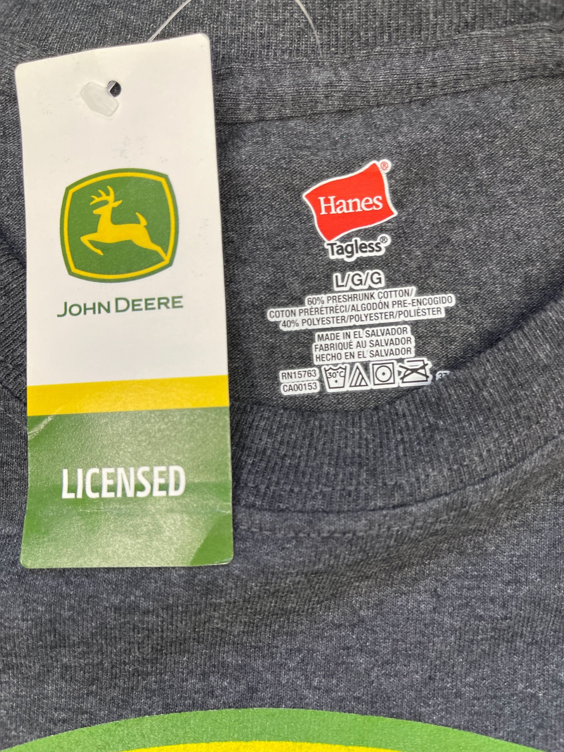 John Deere Heathered Charcoal Grey T-Shirt Men's Large NWT