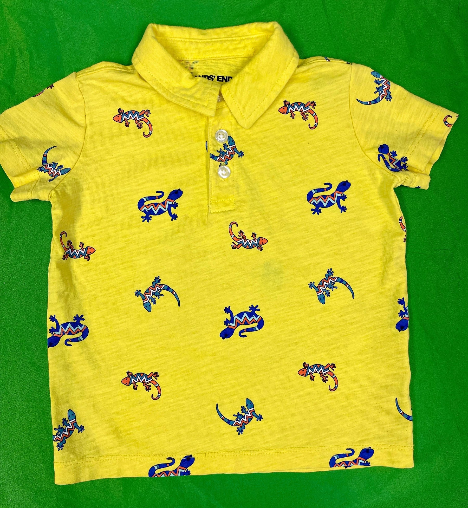 Yellow Lizard Pattern 100% Cotton Golf Polo Shirt Infant Toddler 2T