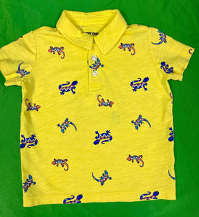 Yellow Lizard Pattern 100% Cotton Golf Polo Shirt Infant Toddler 2T